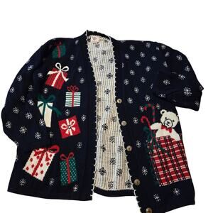 Vintage Nutcracker Brand Ugly Christmas Sweater Cardigan women's size medium